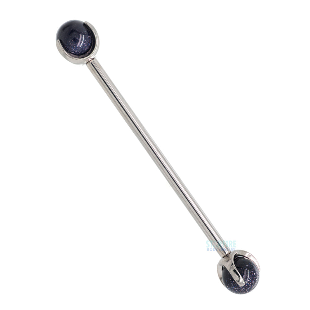 Natural Stone Ball in Prong's Industrial Barbell