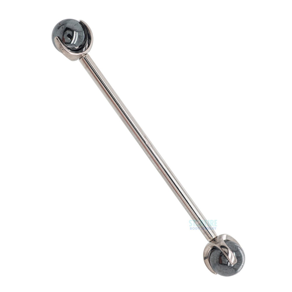 Natural Stone Ball in Prong's Industrial Barbell
