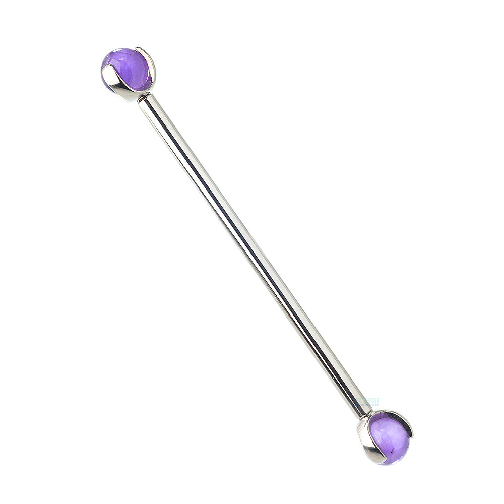 Natural Stone Ball in Prong's Industrial Barbell