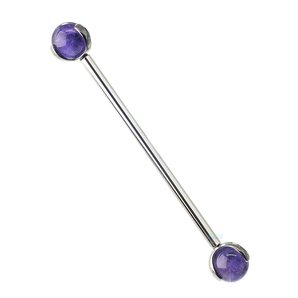 Natural Stone Ball in Prong's Industrial Barbell