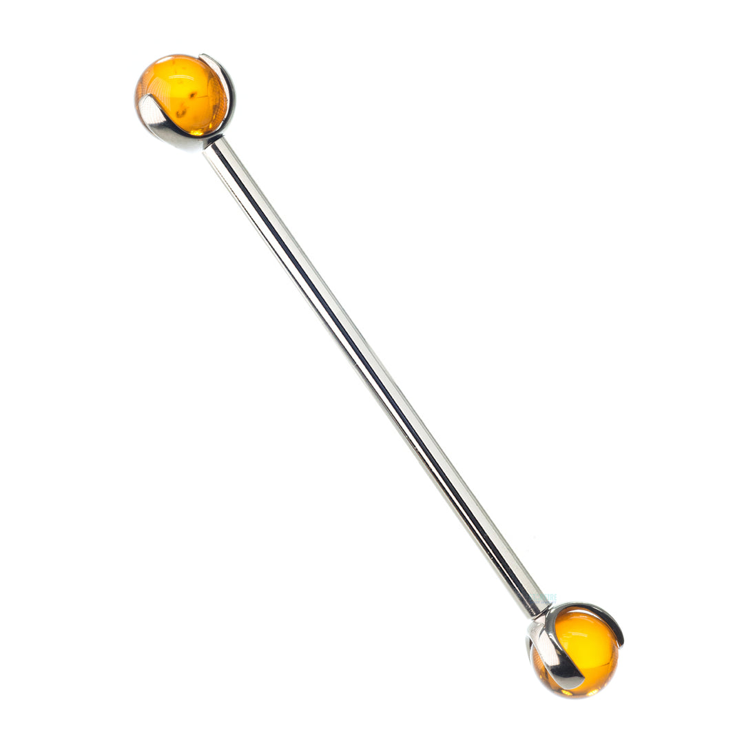 Natural Stone Ball in Prong's Industrial Barbell