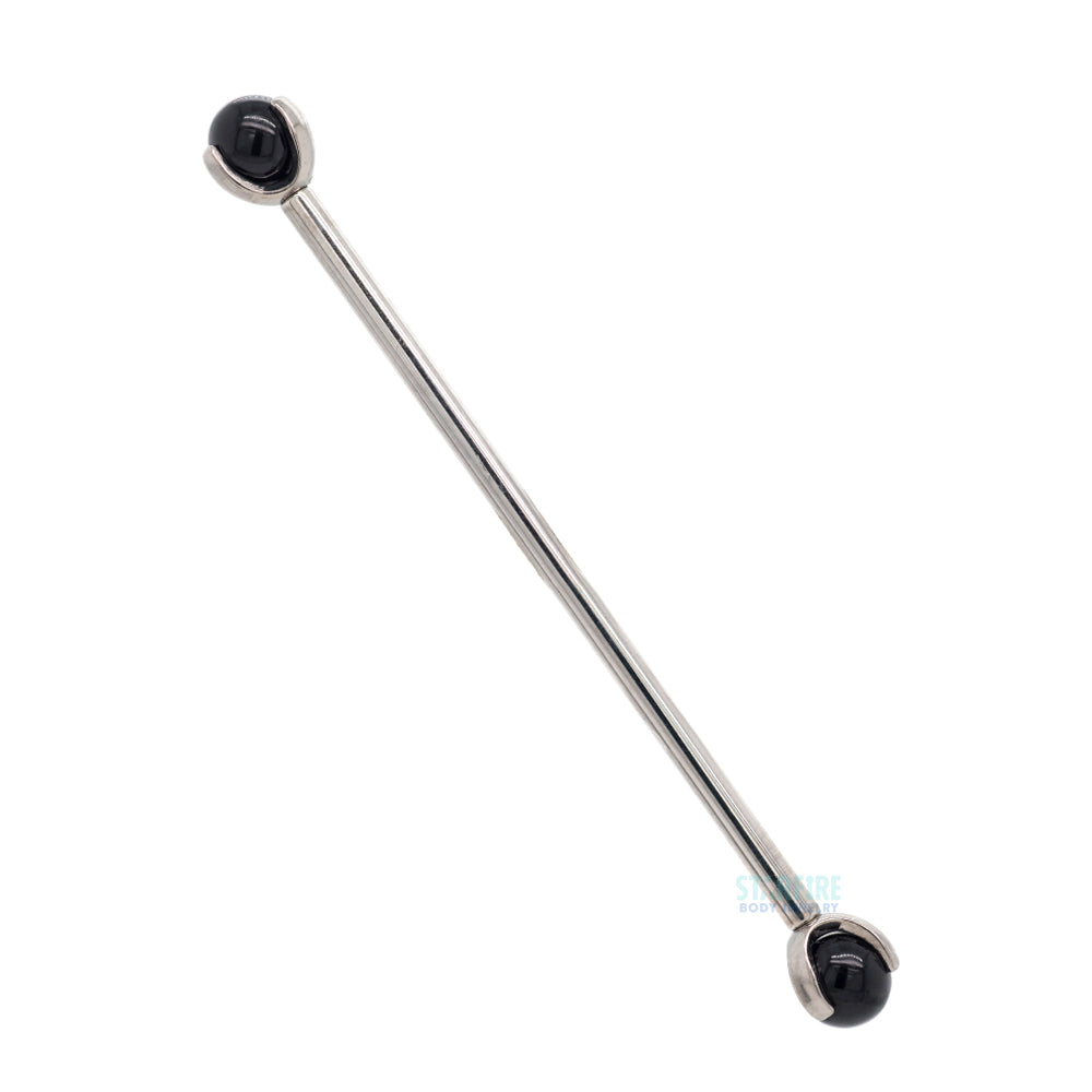 Natural Stone Ball in Prong's Industrial Barbell