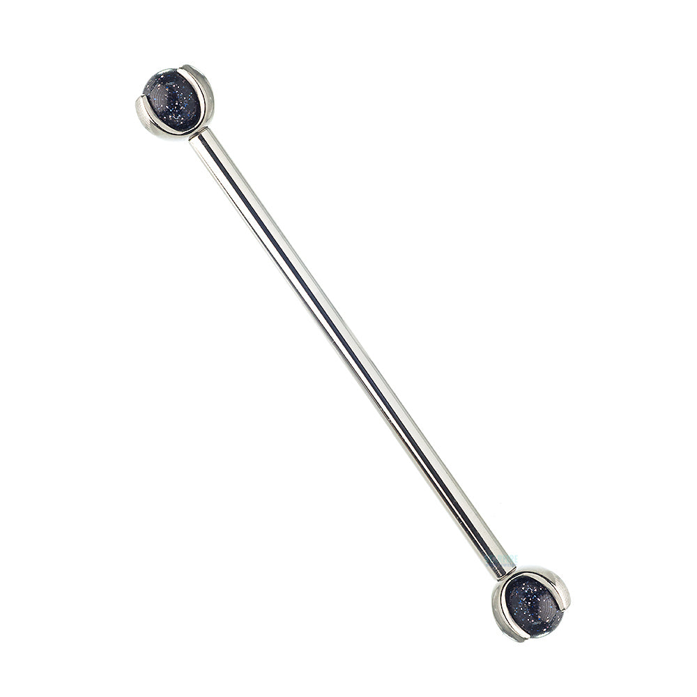Natural Stone Ball in Prong's Industrial Barbell