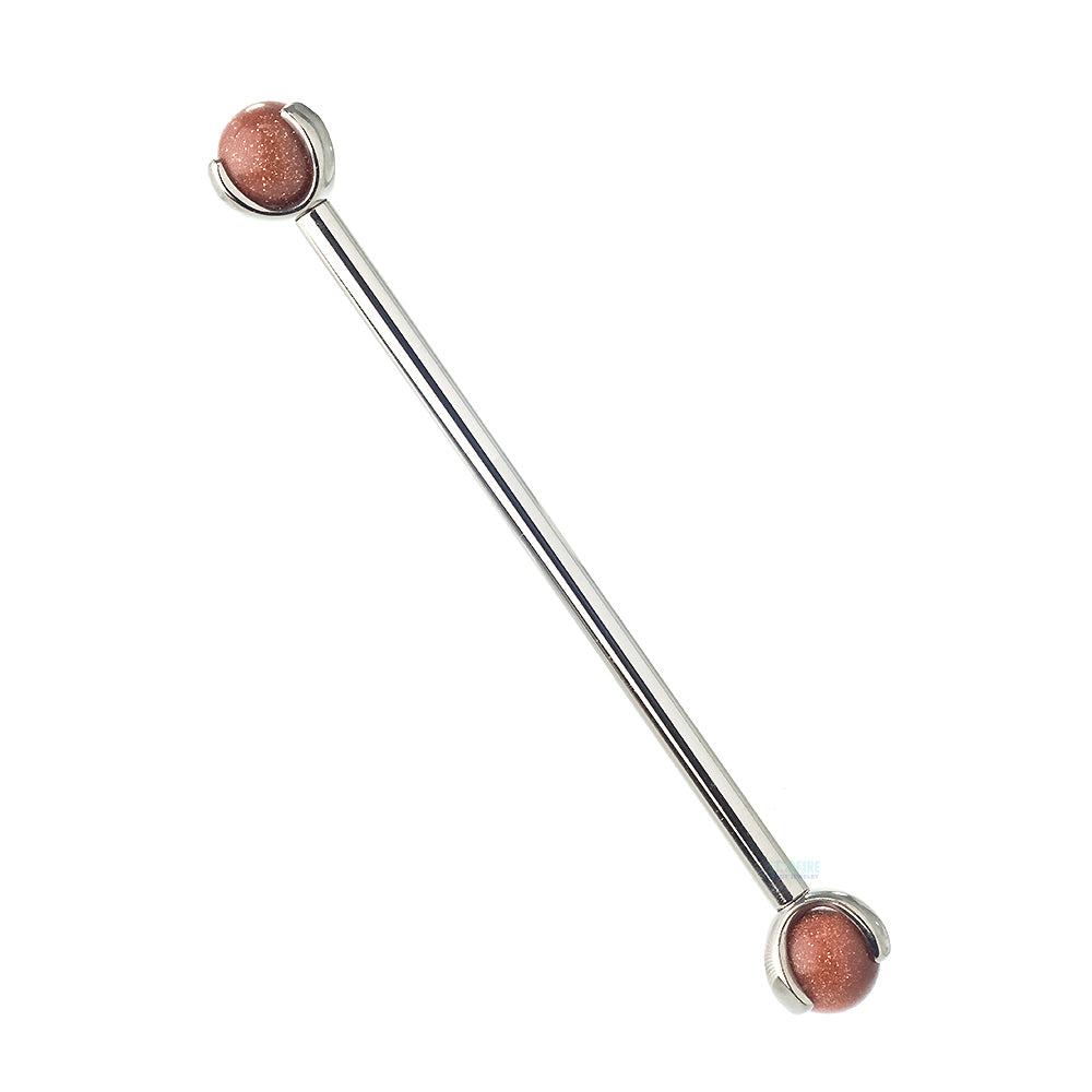 Natural Stone Ball in Prong's Industrial Barbell
