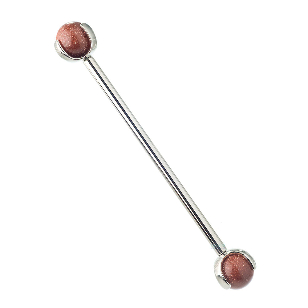 Natural Stone Ball in Prong's Industrial Barbell