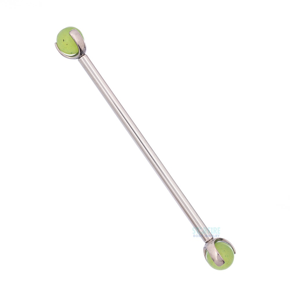 Natural Stone Ball in Prong's Industrial Barbell