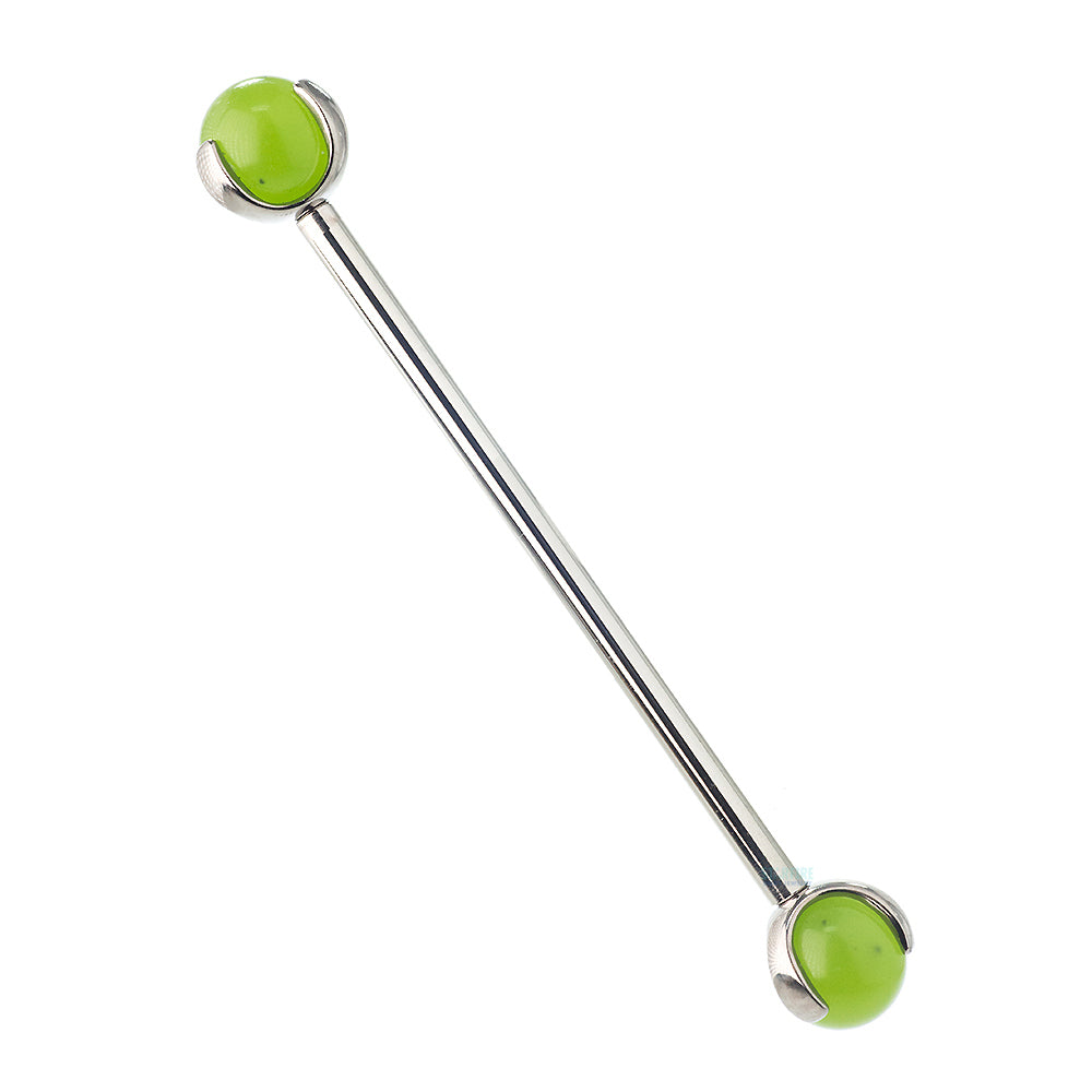 Natural Stone Ball in Prong's Industrial Barbell