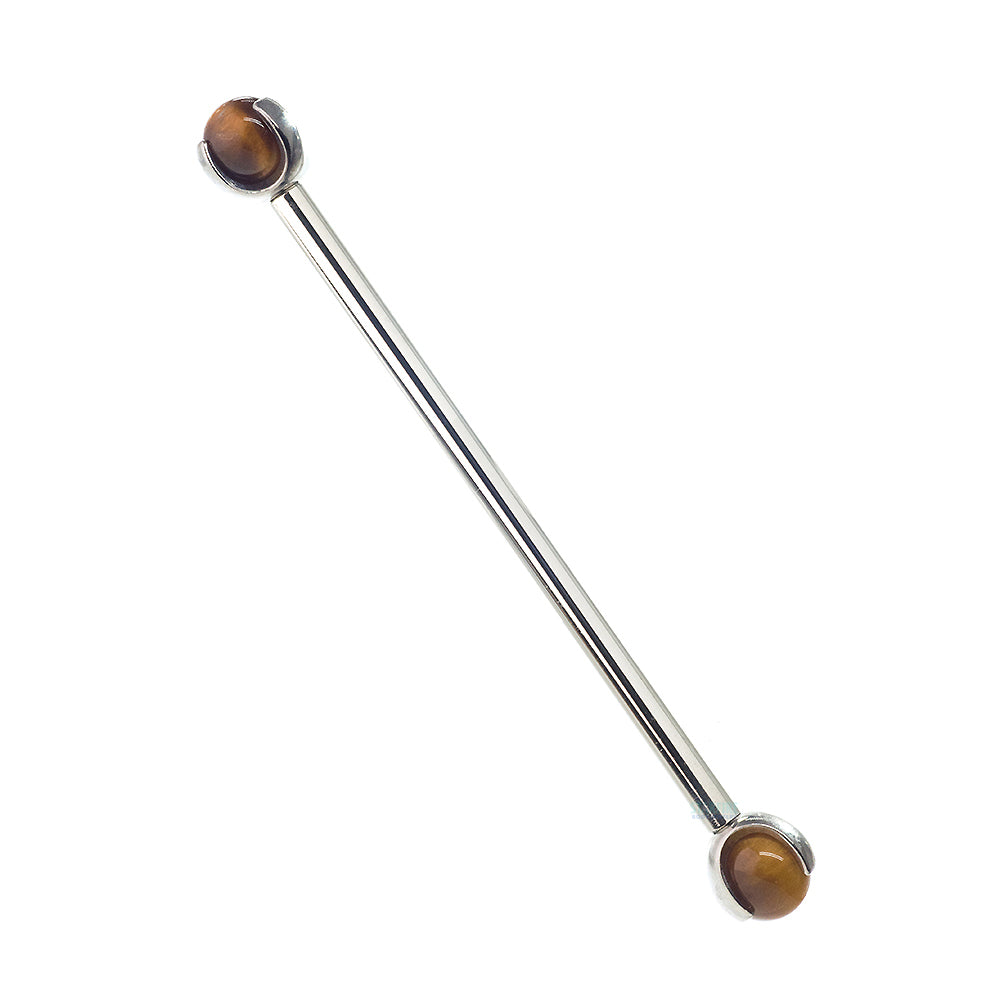 Natural Stone Ball in Prong's Industrial Barbell