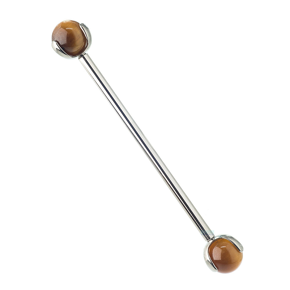 Natural Stone Ball in Prong's Industrial Barbell