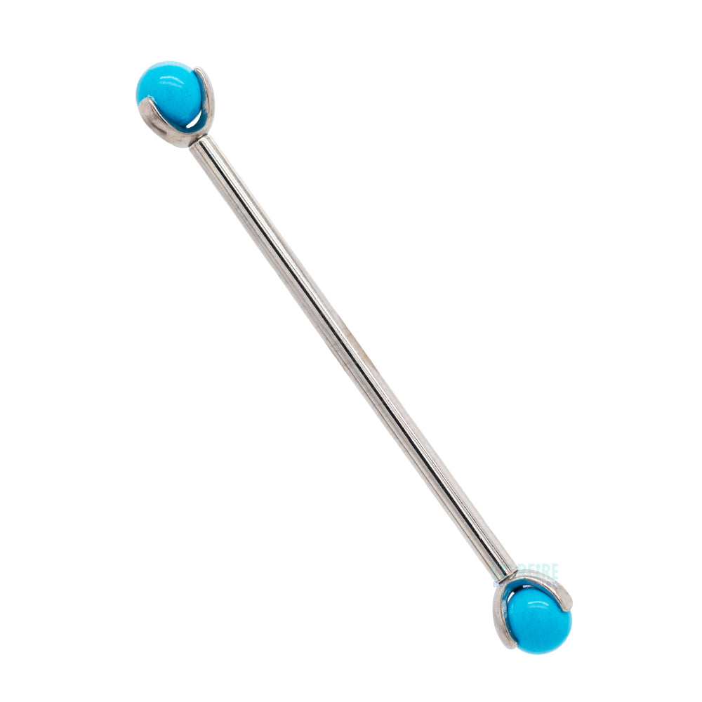 Natural Stone Ball in Prong's Industrial Barbell