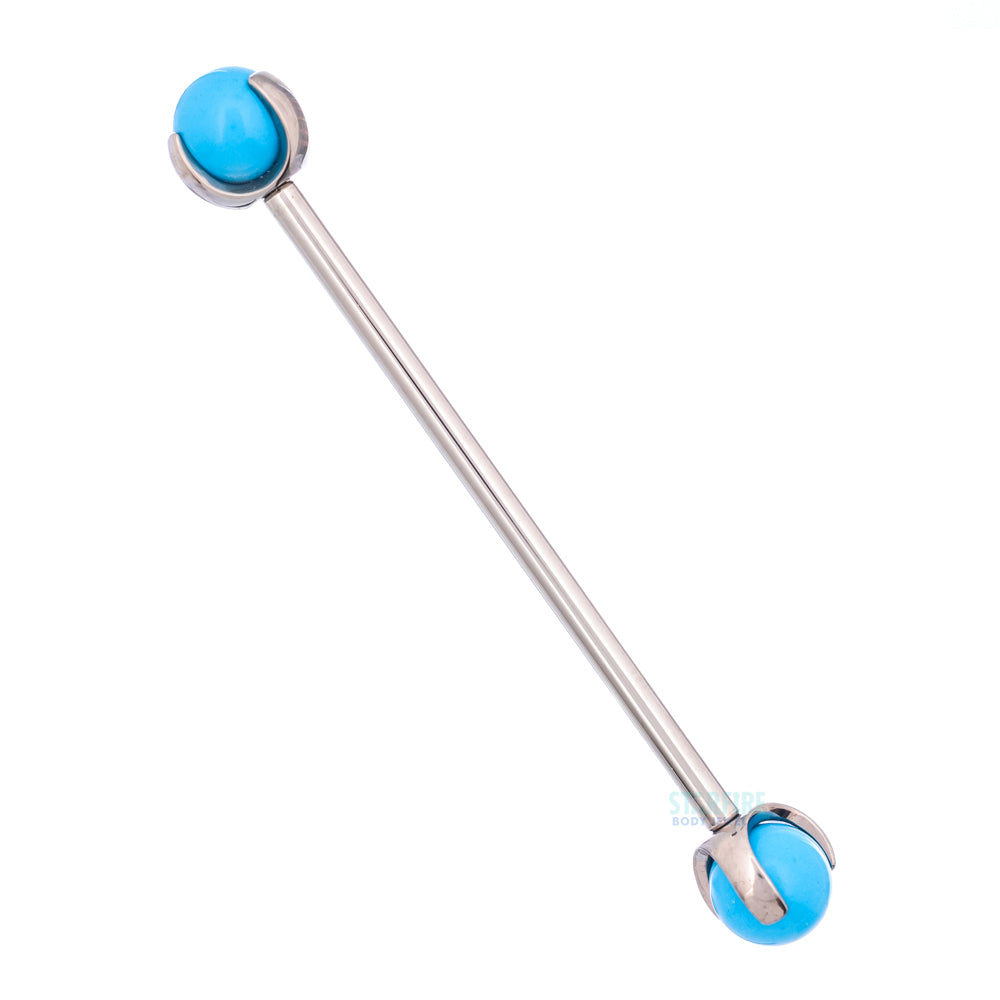 Natural Stone Ball in Prong's Industrial Barbell