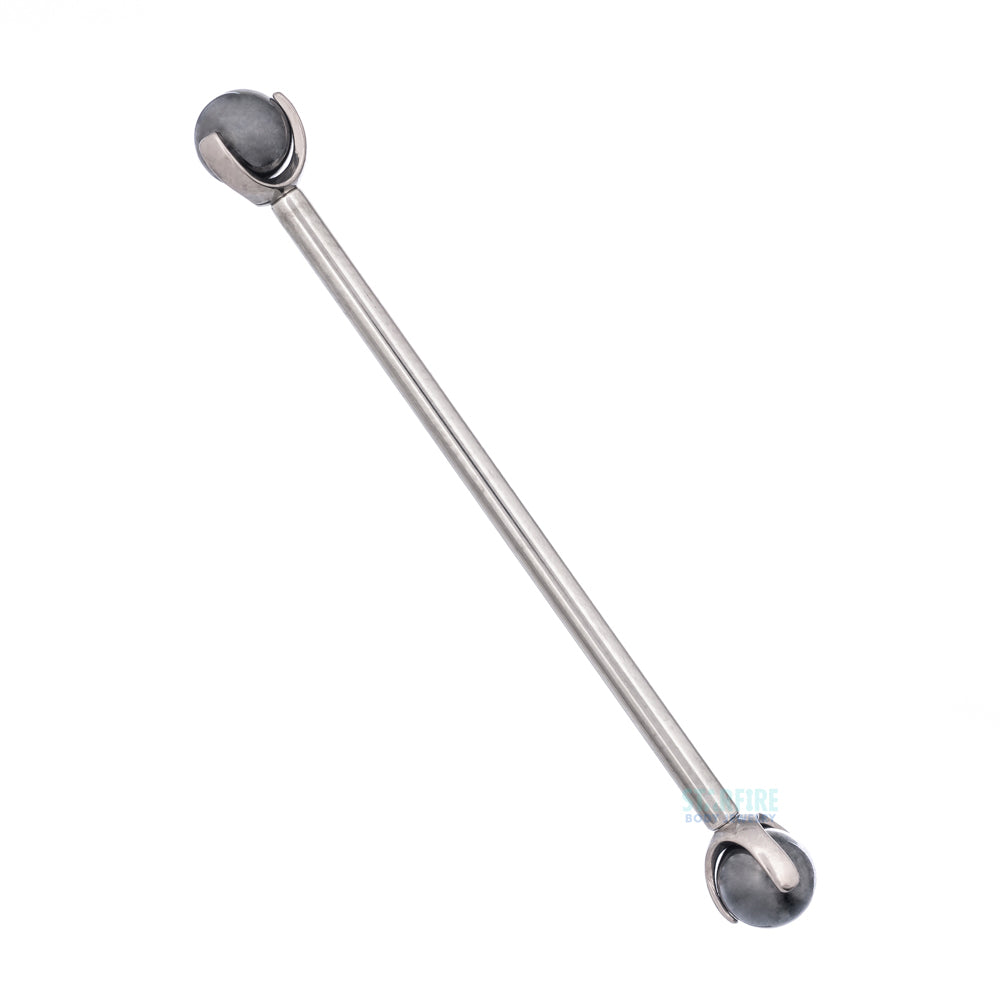 Natural Stone Ball in Prong's Industrial Barbell