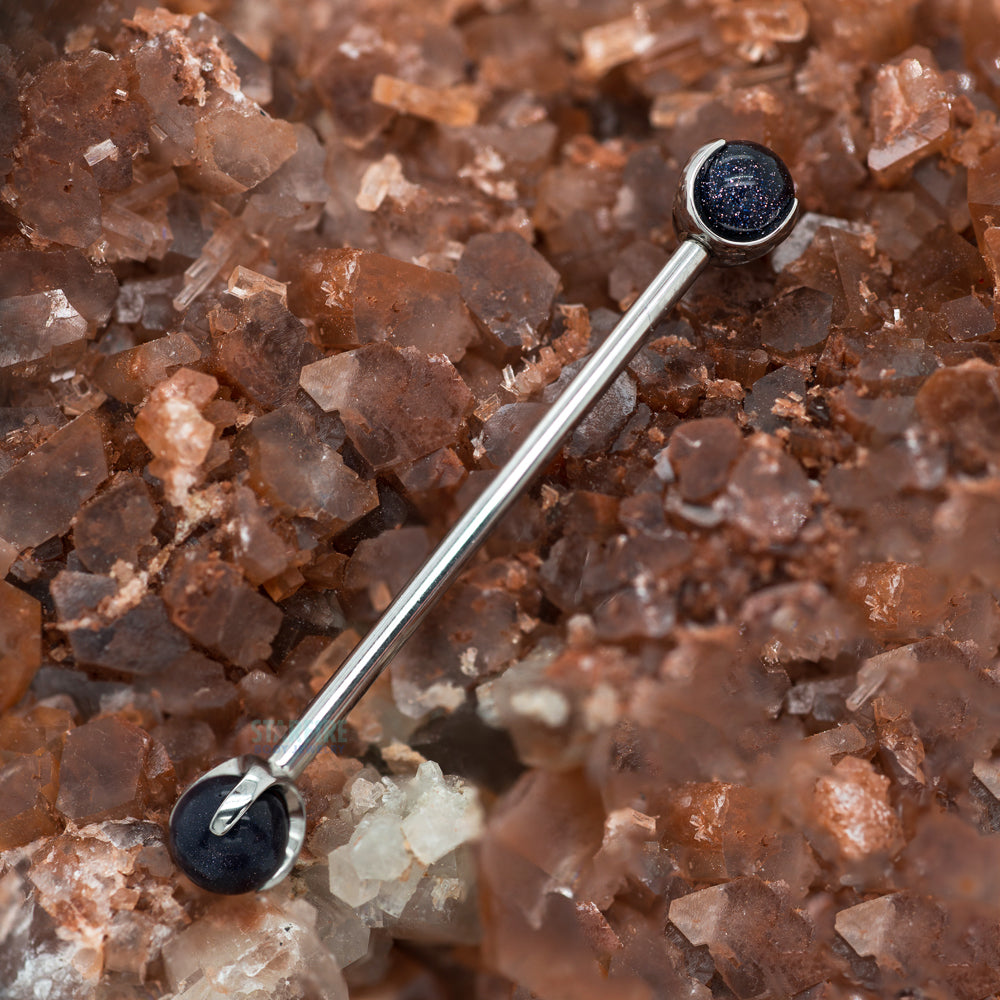 Natural Stone Ball in Prong's Industrial Barbell
