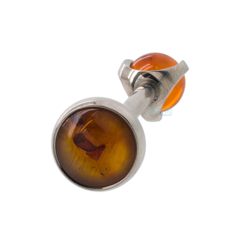 Natural Stone Cabochon & Ball in Prong's Tongue Barbell