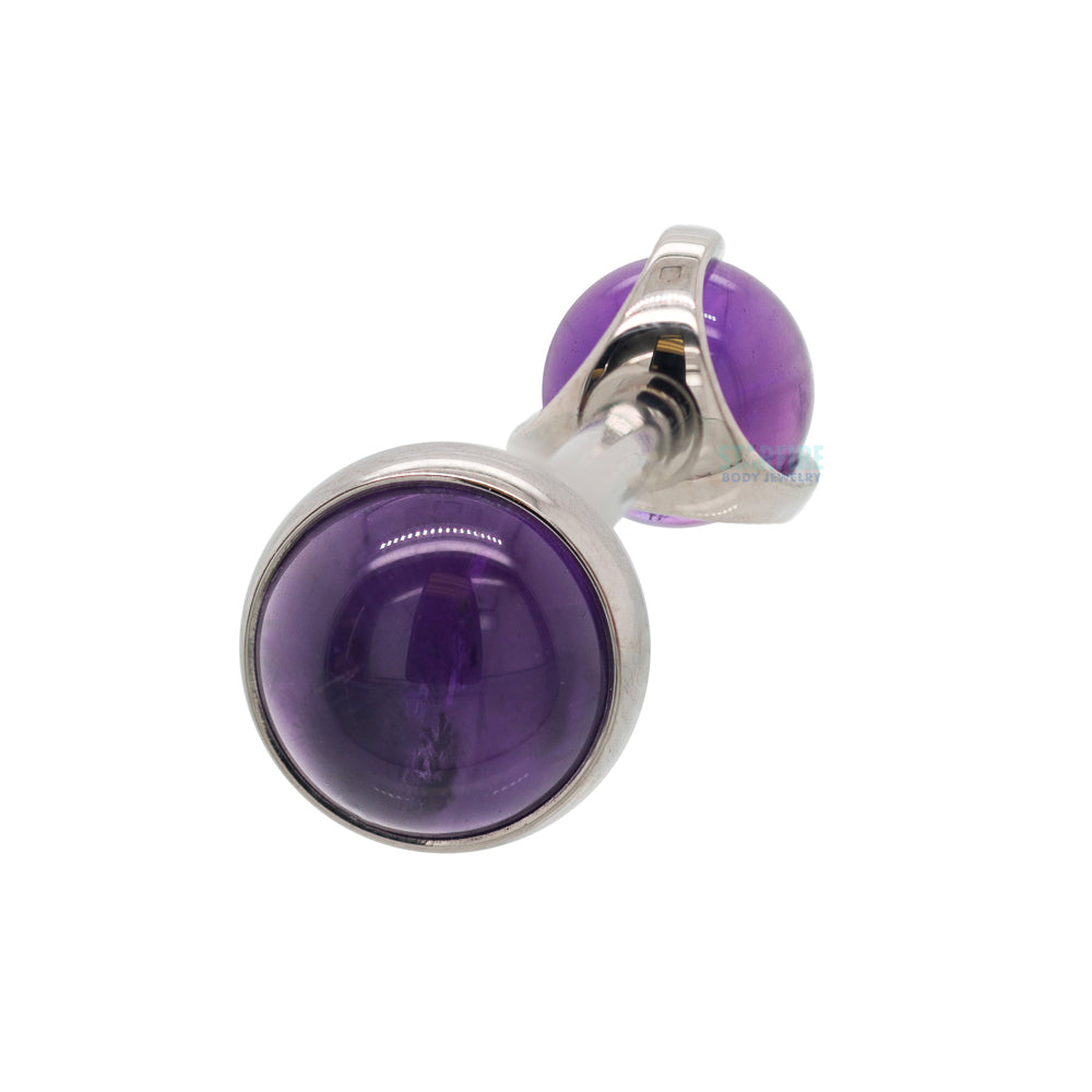 Natural Stone Cabochon & Ball in Prong's Tongue Barbell