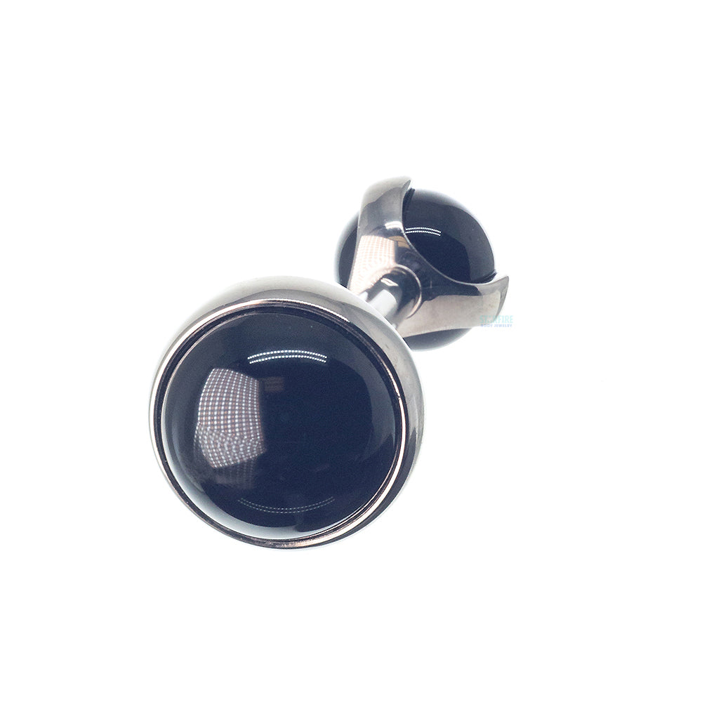 Natural Stone Cabochon & Ball in Prong's Tongue Barbell