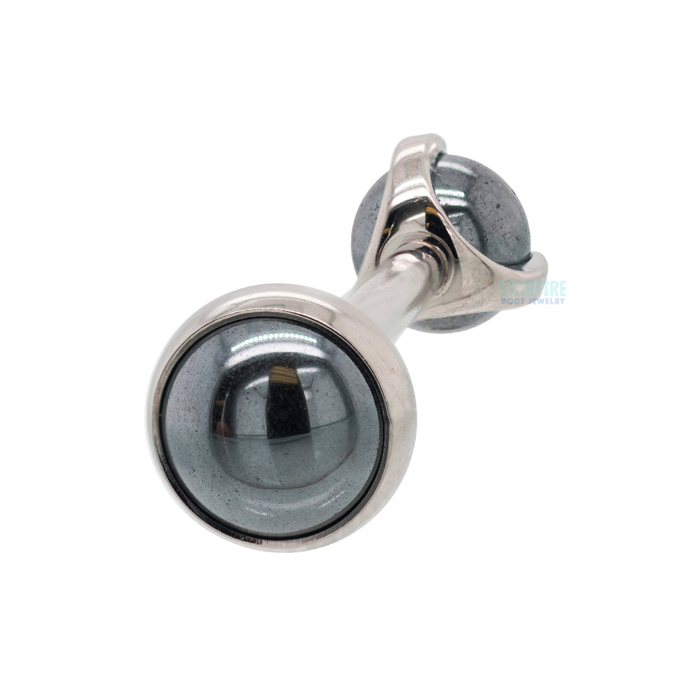 Natural Stone Cabochon & Ball in Prong's Tongue Barbell