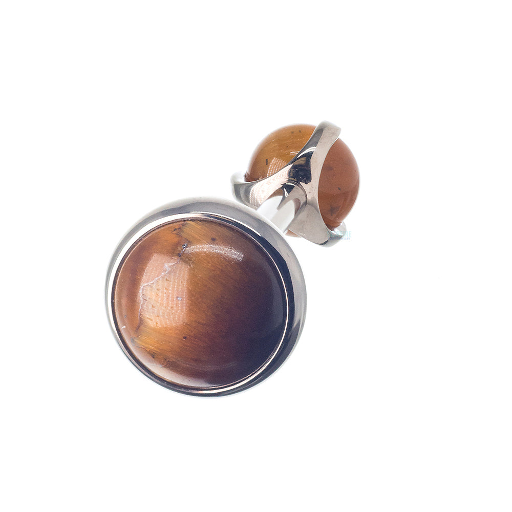 Natural Stone Cabochon & Ball in Prong's Tongue Barbell