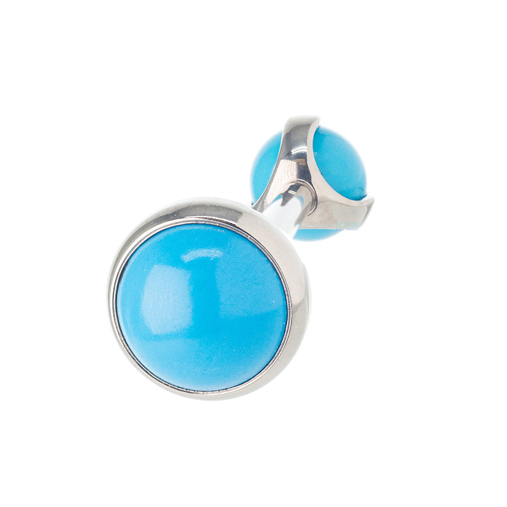 Natural Stone Cabochon & Ball in Prong's Tongue Barbell
