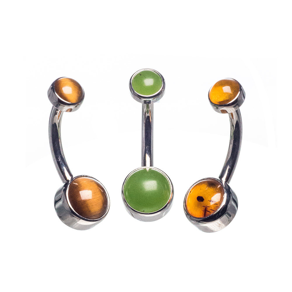 Bezel-set Natural Stone Cabochon Navel Curve