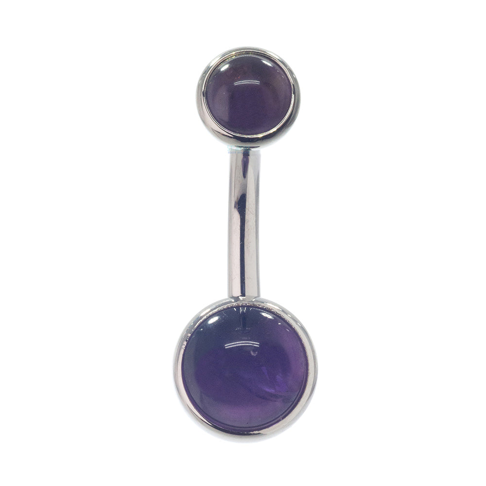 Bezel-set Natural Stone Cabochon Navel Curve