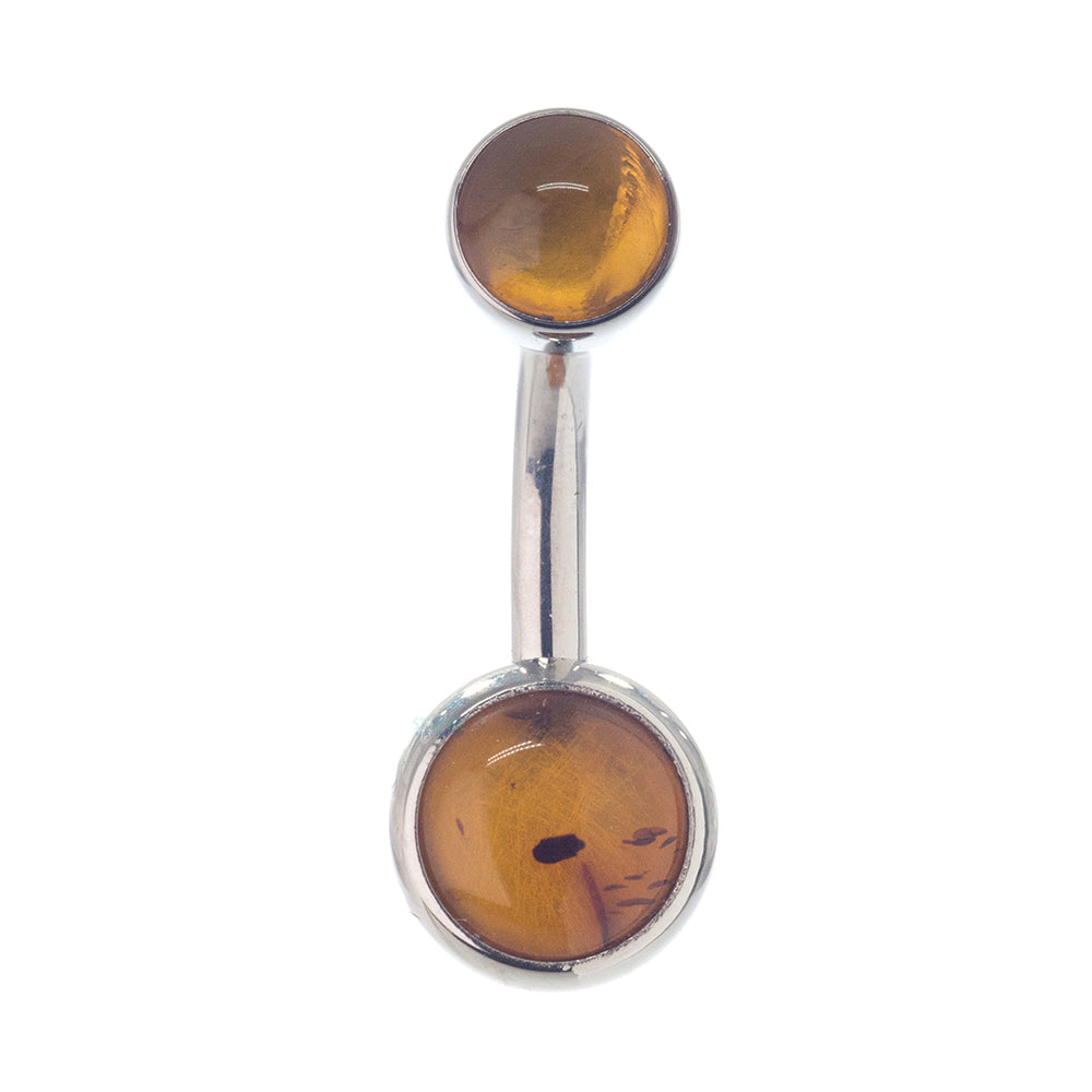 Bezel-set Natural Stone Cabochon Navel Curve