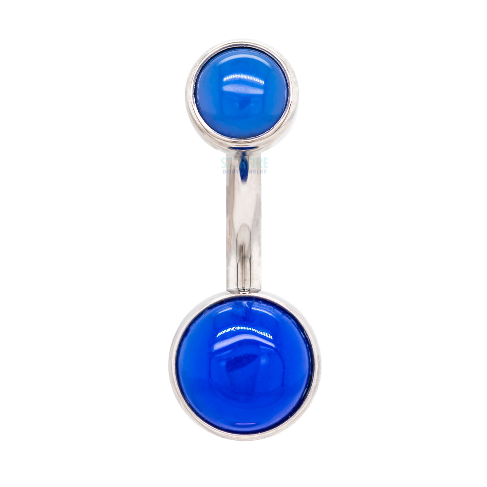 Bezel-set Natural Stone Cabochon Navel Curve