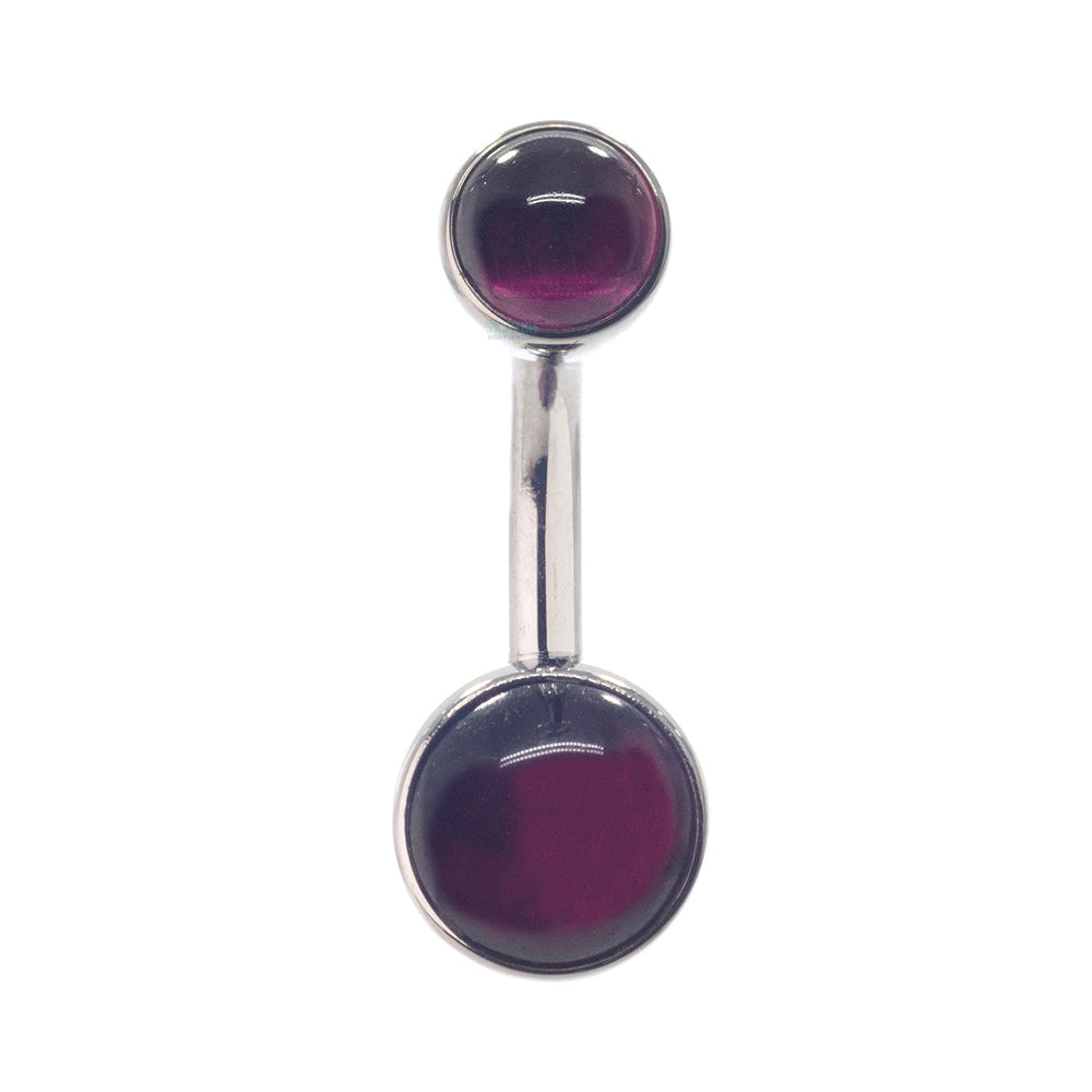 Bezel-set Natural Stone Cabochon Navel Curve