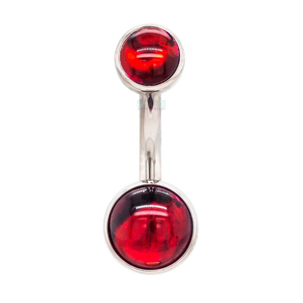 Bezel-set Natural Stone Cabochon Navel Curve