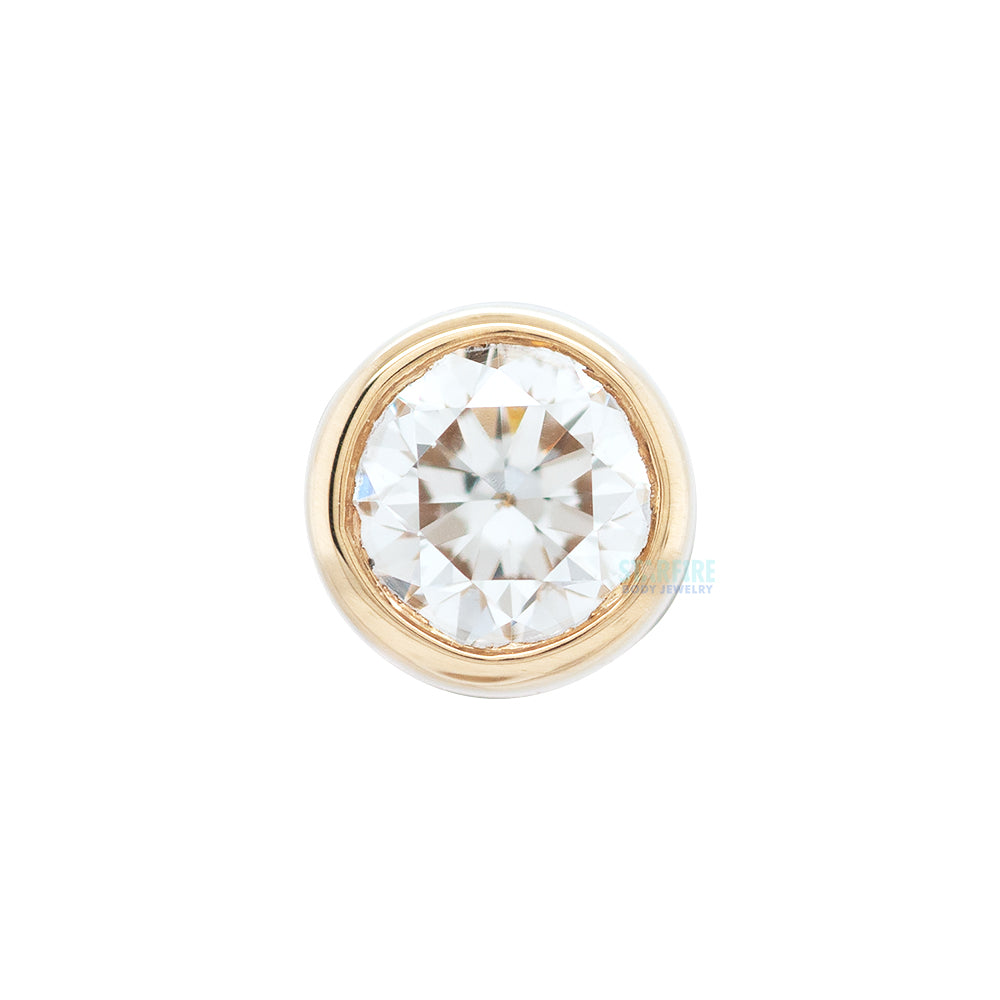 Bezel-Set Threaded End in Gold & Platinum with White Diamond