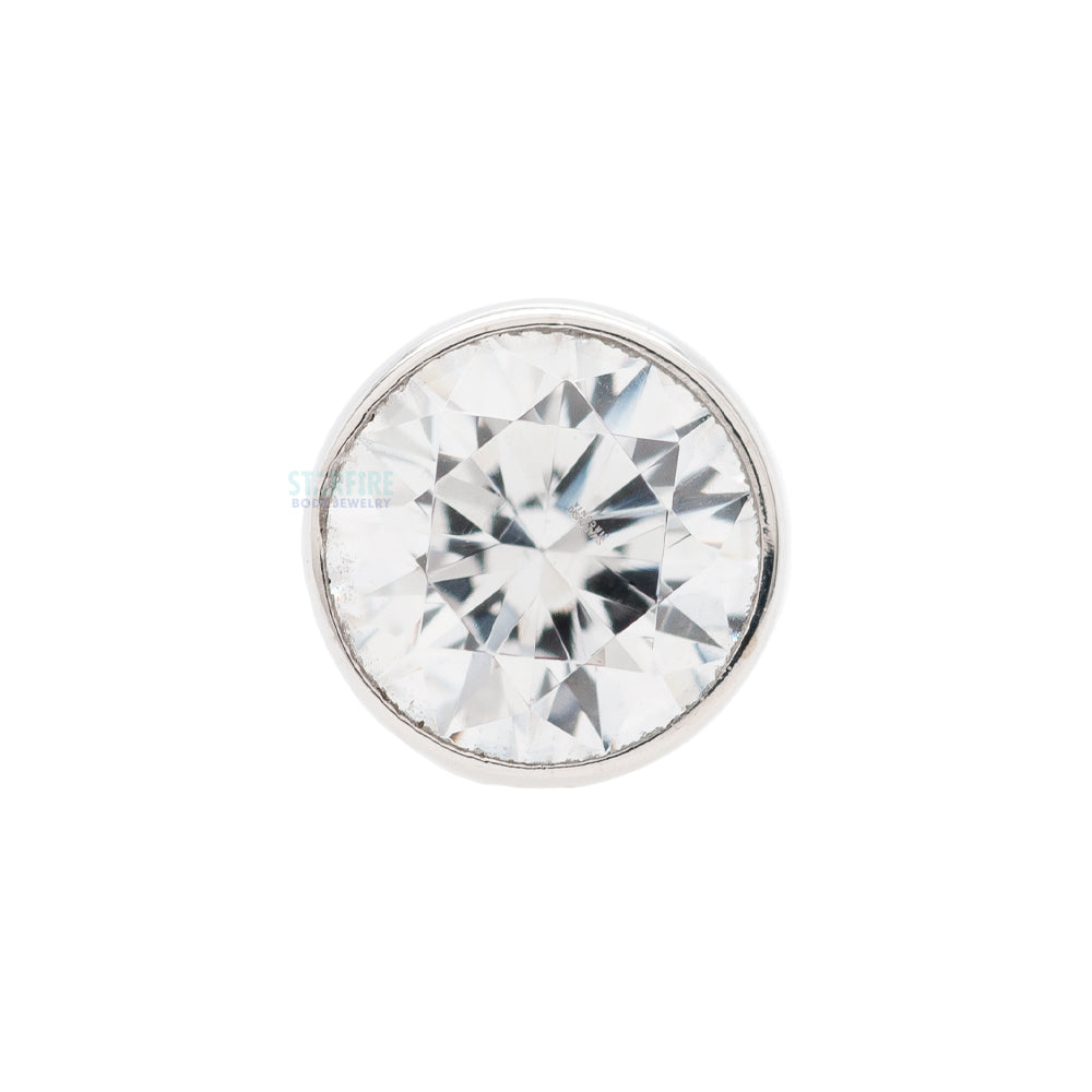 Bezel-Set Threaded End in Gold & Platinum with White CZ