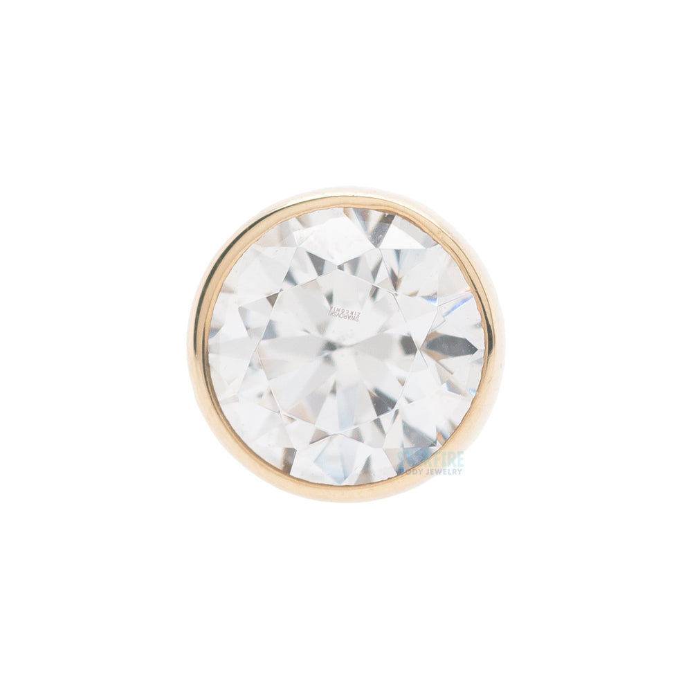 Bezel-Set Threaded End in Gold & Platinum with White CZ