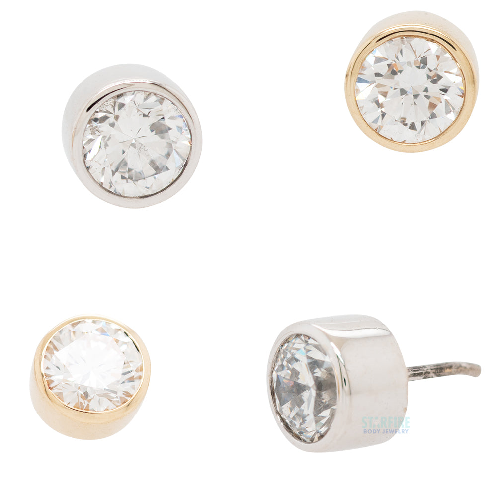 threadless: Bezel-Set Pin in Gold & Platinum with White Diamond