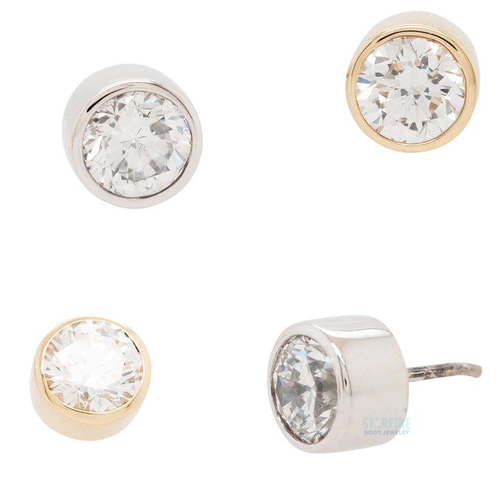 threadless: Bezel-Set Pin in Gold & Platinum with White Diamond
