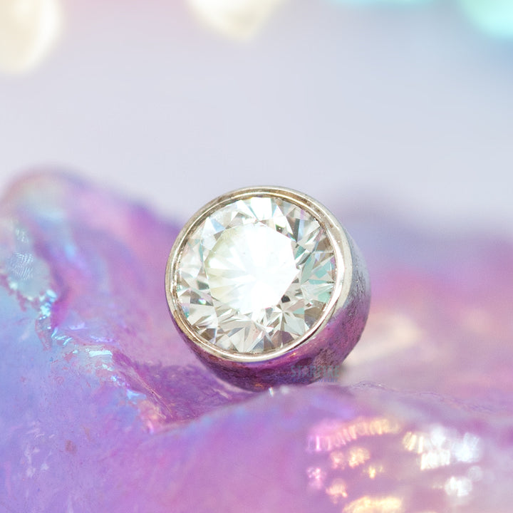 threadless: Bezel-Set Pin in Gold & Platinum with White Diamond