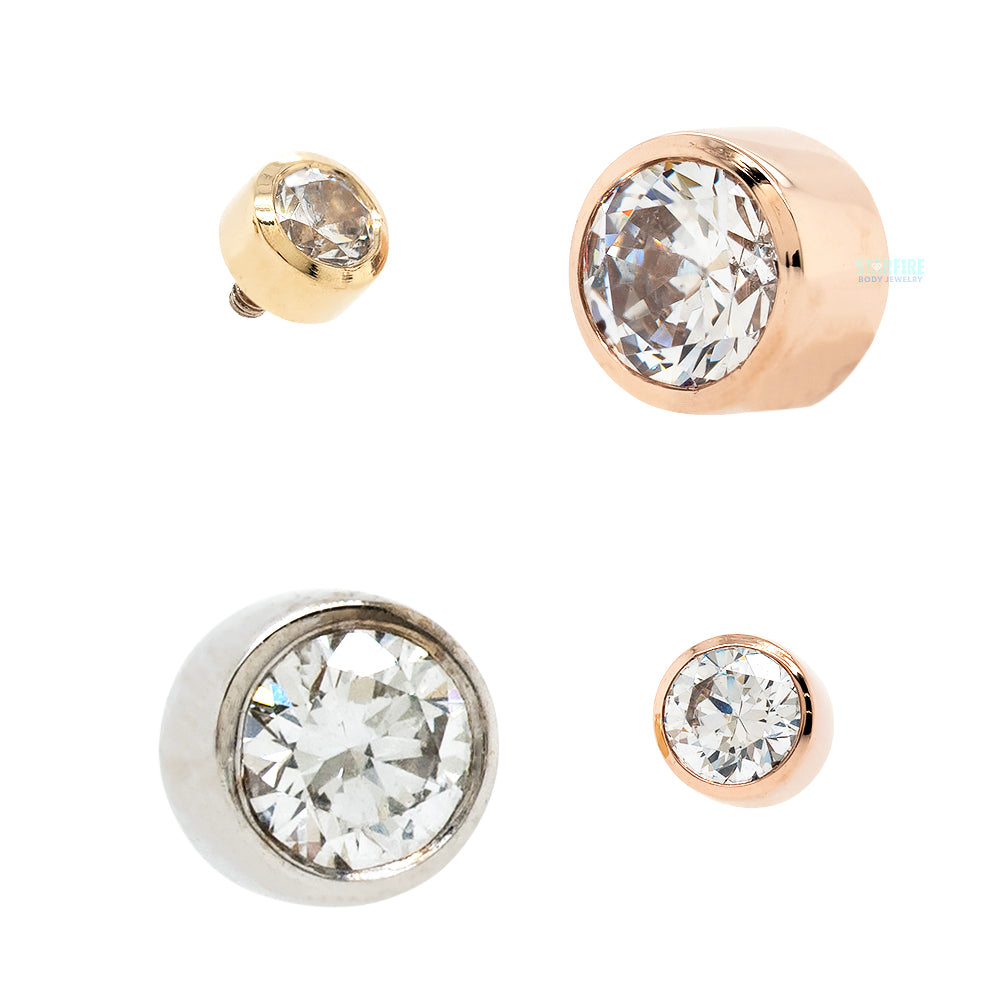 Bezel-Set Threaded End in Gold with White CZ