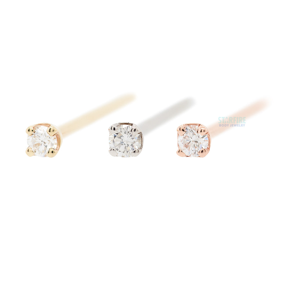 Four Prong Nostril Screw in Gold & Platinum with DIAMOND