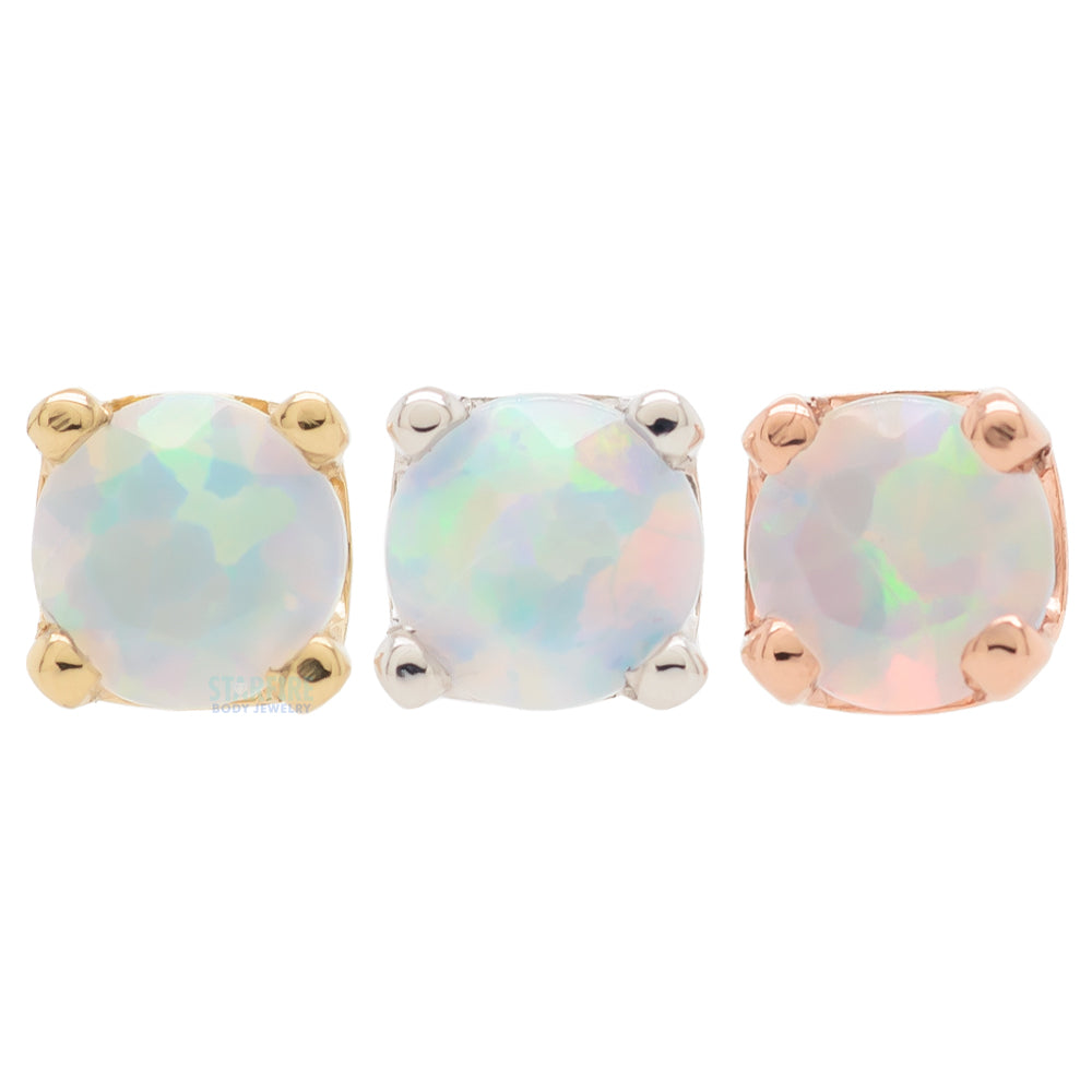 threadless: Four Prong Pin in Gold & Platinum with Faceted White Opal