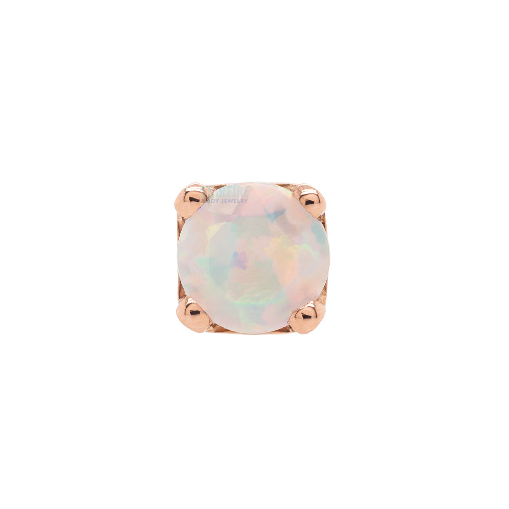 threadless: Four Prong Pin in Gold & Platinum with Faceted White Opal