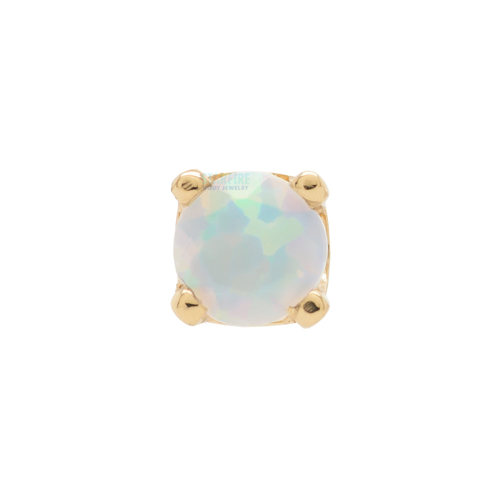 threadless: Four Prong Pin in Gold & Platinum with Faceted White Opal