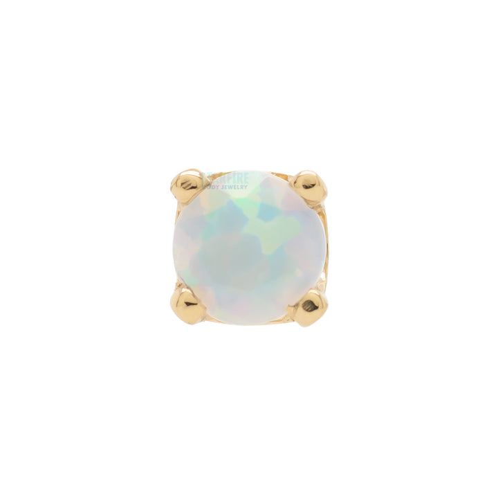 threadless: Four Prong Pin in Gold & Platinum with Faceted White Opal