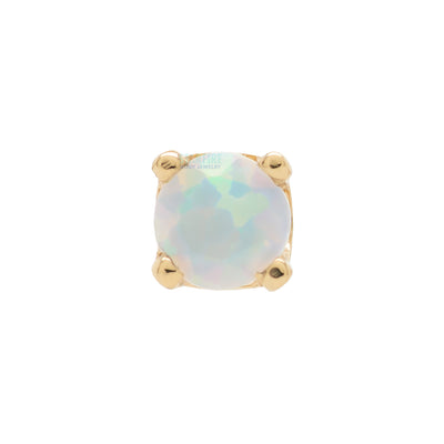 threadless: Four Prong Pin in Gold & Platinum with Faceted White Opal
