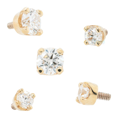 Four Prong Threaded End in Gold with DIAMOND