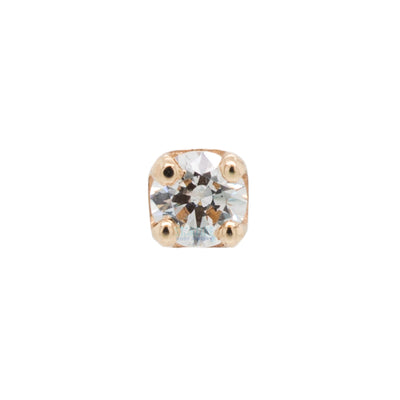 Four Prong Threaded End in Gold with White CZ