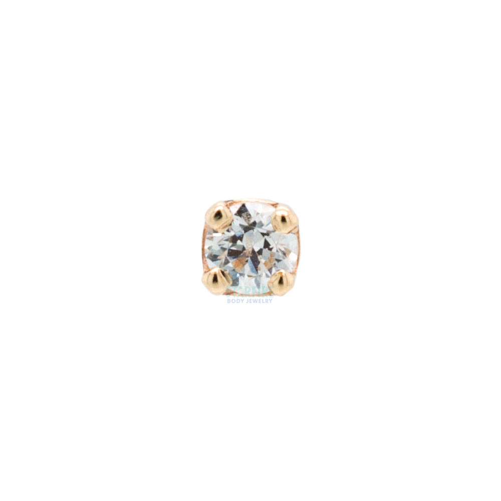 Four Prong Threaded End in Gold with White CZ