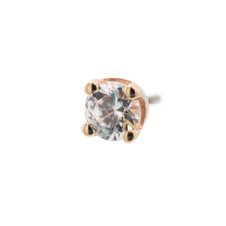 threadless: Four Prong Pin in Gold with White CZ