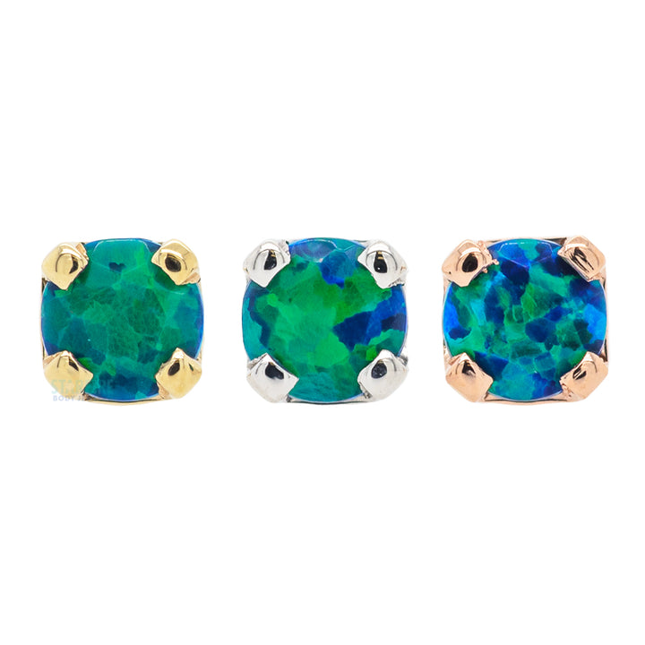 threadless: Four Prong Pin in Gold & Platinum with Faceted Black Opal