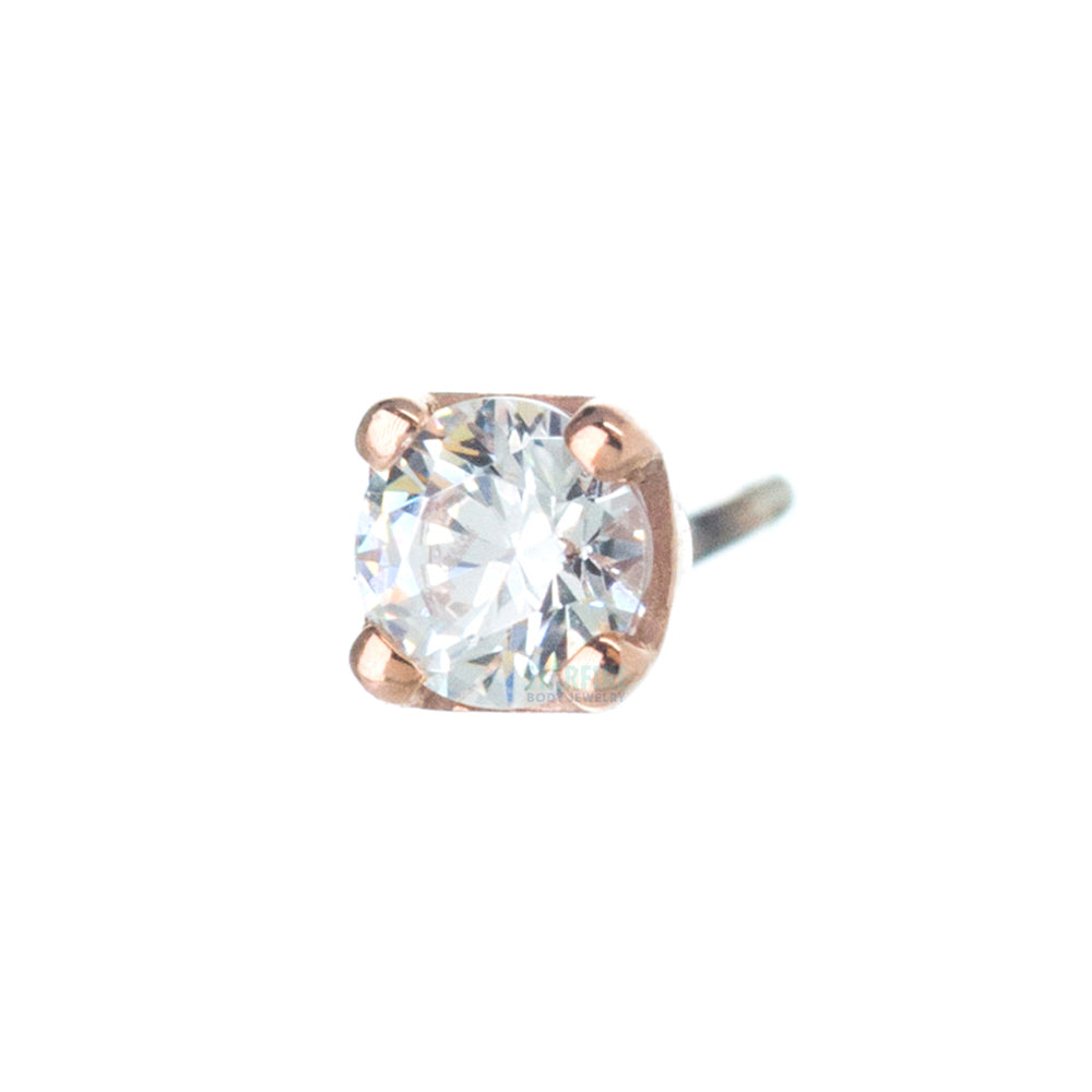 threadless: Four Prong Pin in Gold with White CZ