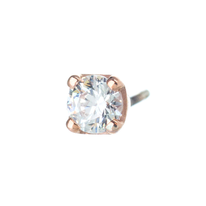 threadless: Four Prong Pin in Gold with White CZ