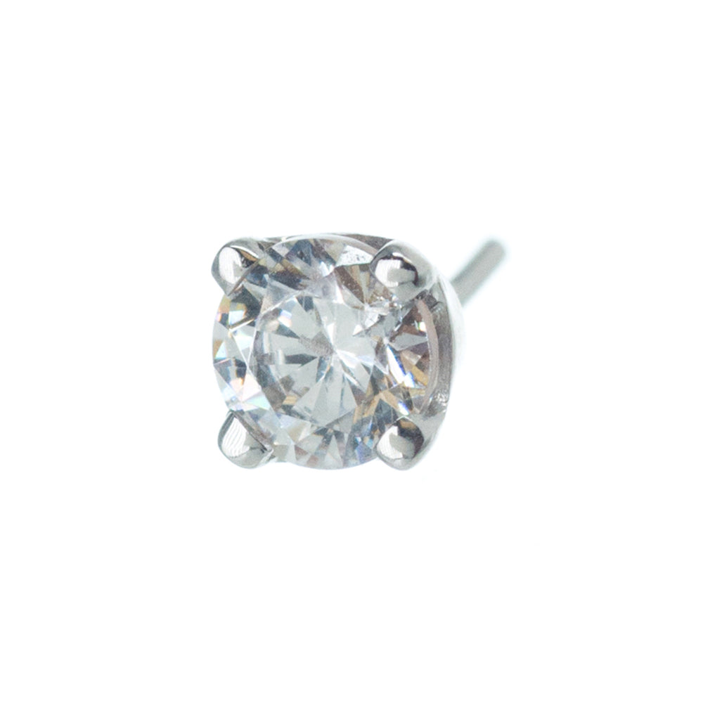 threadless: Four Prong Pin in Gold with White CZ
